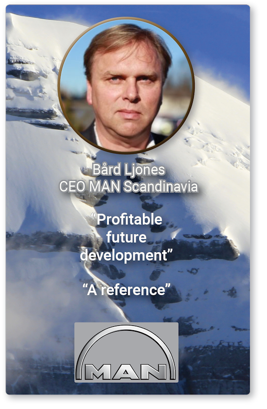 Picture. Testimonial by Bård Stenberg, CEO of MAN Scandinavia. 