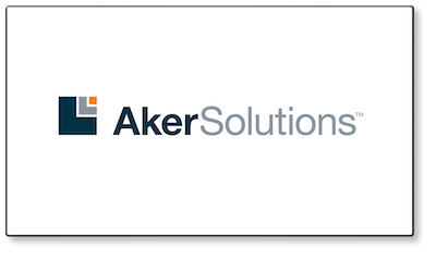 Logo for the corporation of Aker Solutions, linked to their site. 